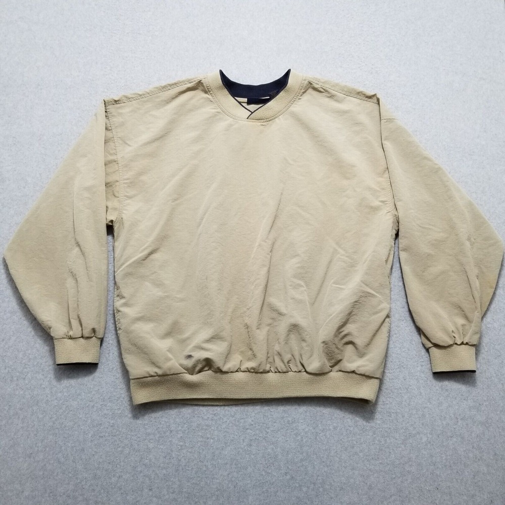 Antigua Golf Sweater Mens Large Beige Pockets Pullover
